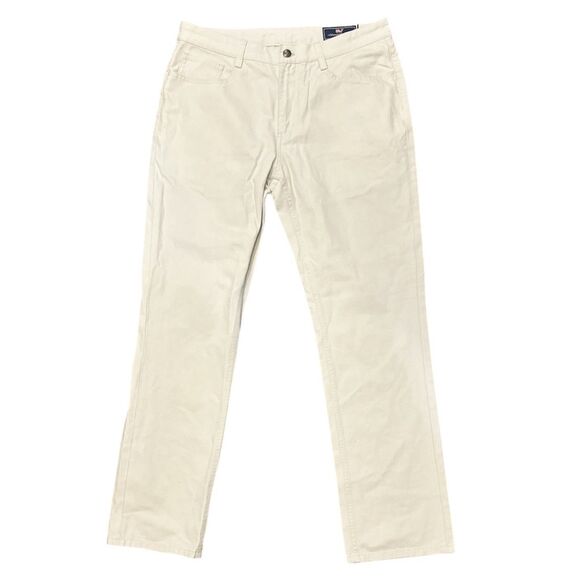 Vineyard vines 5 pocket pants 33x32 straight leg canvas size Ivory Tan EUC - Picture 1 of 7